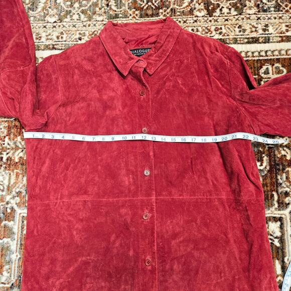 Dialogue Leather Button Down Jacket Red XL - Picture 6 of 7